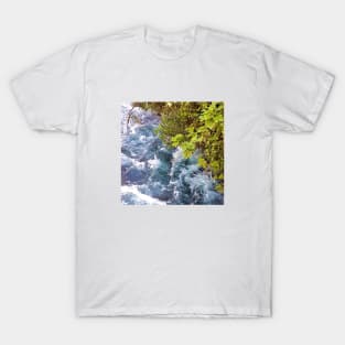 A flowing river, river, water, turquoise, navy, blue, green, paradise, island, summer, beach, adventure, foam, tropical, exotic, aqua, rain, xmas, holidays, T-Shirt